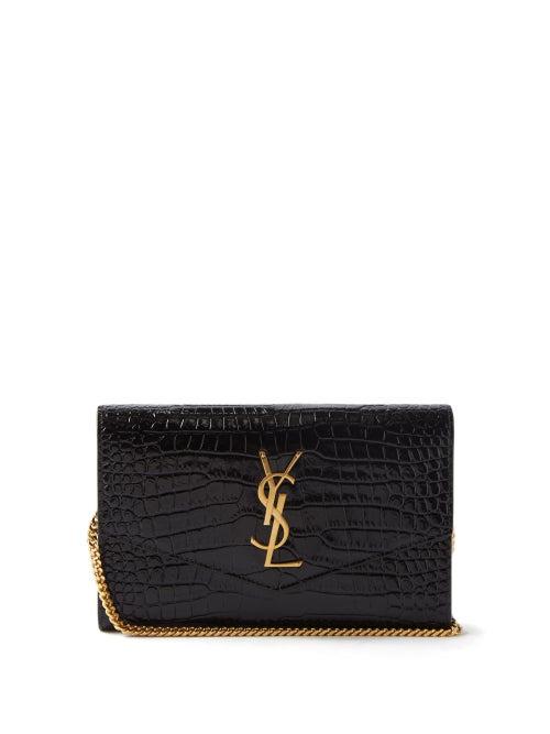 Saint Laurent - Uptown Ysl-logo Leather Cross-body Bag - Womens - Black