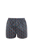 Matchesfashion.com Sunspel - Liberty Leafy Bloom Print Cotton Boxer Shorts - Mens - Blue Multi