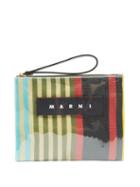 Matchesfashion.com Marni - Leather-trimmed Striped Pvc Pouch - Womens - Multi
