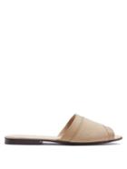 Matchesfashion.com Hecho - Leather Trimmed Canvas Slides - Mens - Light Brown