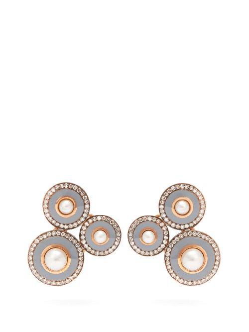 Matchesfashion.com Selim Mouzannar - Mina Diamond And Pearl Earrings - Womens - Grey