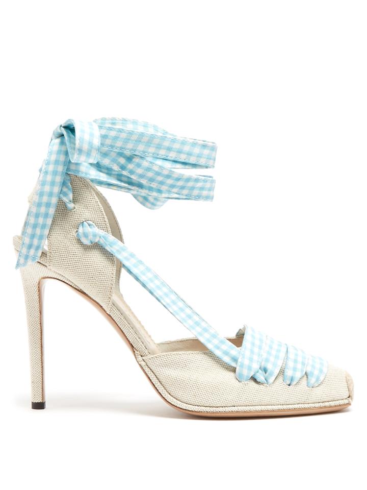 Altuzarra D'orsay Gingham-ribbon Linen Pumps