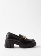 Gucci - Gg-logo And Crystal Leather Loafers - Womens - Black
