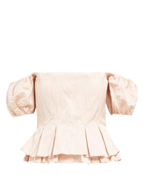 Matchesfashion.com Brock Collection - Orsman Hammered Satin Peplum Top - Womens - Pink