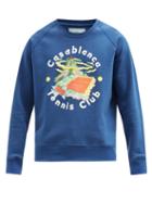 Matchesfashion.com Casablanca - Tennis Club Logo-print Cotton-jersey Sweatshirt - Mens - Navy