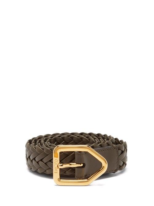 Tom Ford - Lozenge Woven-leather Belt - Mens - Dark Olive