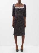 Shushu/tong - Scoop-back Floral-print Silk-blend Dress - Womens - Black Print