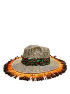 Etro Feather-trim Straw Hat