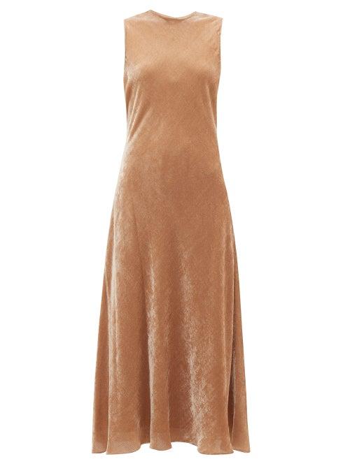 Matchesfashion.com Sies Marjan - Viv Flared Velvet-corduroy Dress - Womens - Beige