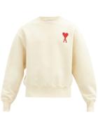 Matchesfashion.com Ami - Logo-embroidered Cotton Sweatshirt - Mens - Cream