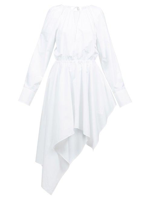 Jw Anderson - Asymmetric Drawstring Poplin Shirt Dress - Womens - White