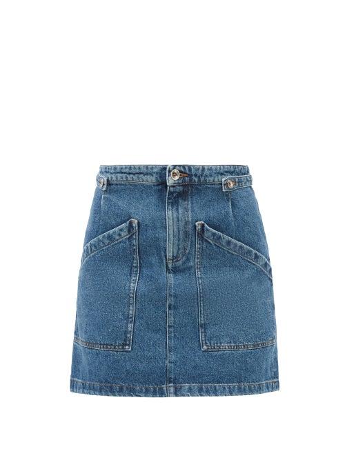 A.p.c. - Claudie Patch-pocket Denim Mini Skirt - Womens - Mid Denim