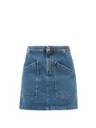 A.p.c. - Claudie Patch-pocket Denim Mini Skirt - Womens - Mid Denim
