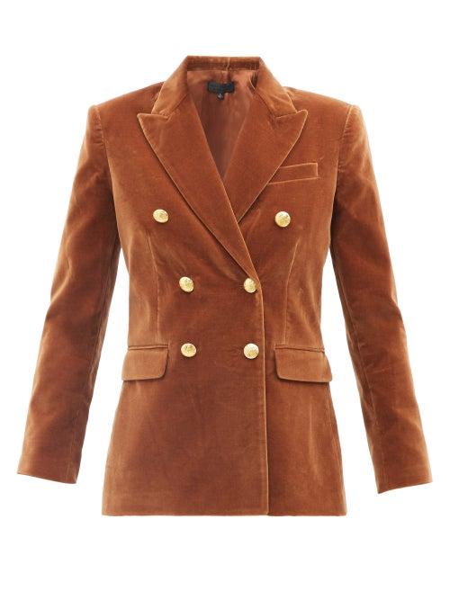 Nili Lotan - Francine Double-breasted Cotton-blend Jacket - Womens - Dark Beige