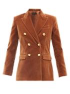 Nili Lotan - Francine Double-breasted Cotton-blend Jacket - Womens - Dark Beige