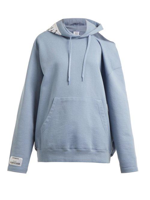 Matchesfashion.com Vetements - Hooded Open Shoulder Sweatshirt - Womens - Blue