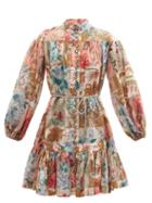 Matchesfashion.com Zimmermann - Cassia Patchwork-floral Cotton Mini Dress - Womens - Multi