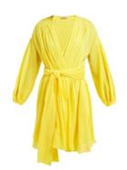 Matchesfashion.com Three Graces London - Carina Belted Cotton Voile Dress - Womens - Yellow