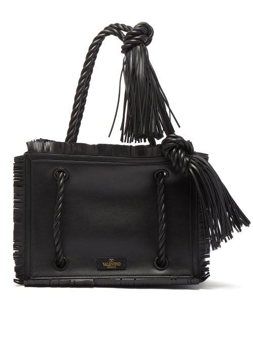 Matchesfashion.com Valentino Garavani - The Rope Small Leather Tote Bag - Womens - Black