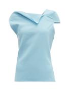 Matchesfashion.com Roland Mouret - Raywell Draped Wool Crepe Top - Womens - Light Blue