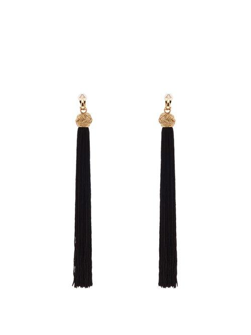 Matchesfashion.com Saint Laurent - Tassel Drop Earrings - Womens - Black