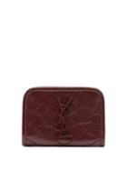 Matchesfashion.com Saint Laurent - Niki Crinkle Leather Bi Fold Wallet - Womens - Burgundy