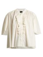 Matchesfashion.com Nili Lotan - Rita Ruffle Front Cotton Blouse - Womens - White