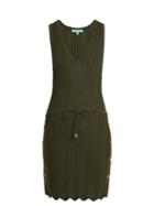 Matchesfashion.com Melissa Odabash - Arianna Deep V Neck Pointelle Knit Dress - Womens - Khaki