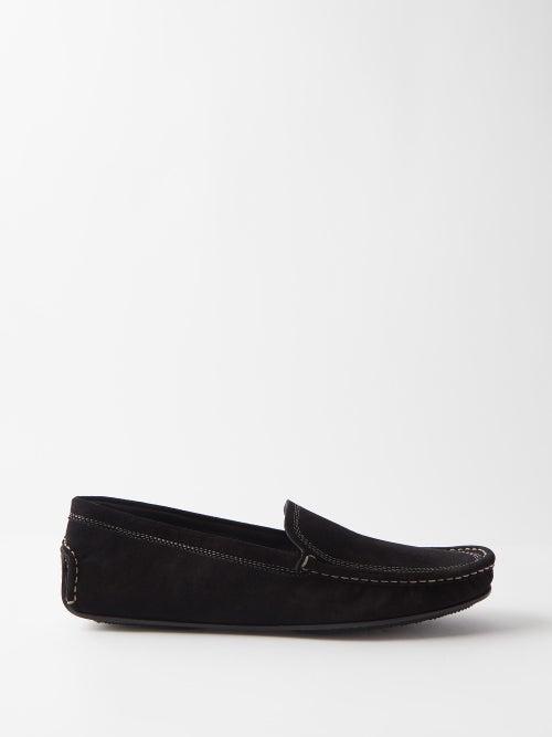 Toteme - Car Topstitched Suede Loafers - Womens - Black
