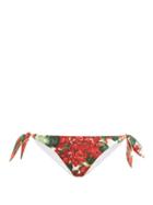 Matchesfashion.com Dolce & Gabbana - Portofino Floral Print Side Tie Bikini Bottoms - Womens - Red Print