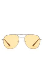 Prada Eyewear Yellow Tinted Aviator Sunglasses