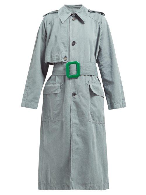 Matchesfashion.com Acne Studios - Cotton And Linen Blend Trench Coat - Womens - Green
