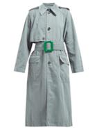 Matchesfashion.com Acne Studios - Cotton And Linen Blend Trench Coat - Womens - Green