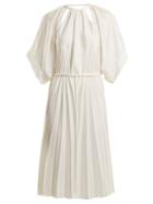 Matchesfashion.com Maison Margiela - Pleated Cut Out Satin Dress - Womens - White