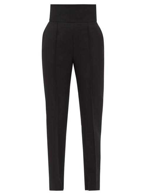 Alexandre Vauthier - High-waist Wool-hopsack Trousers - Womens - Black