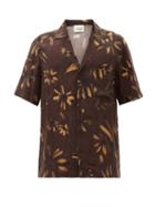 Matchesfashion.com Nanushka - Venci Cuban-collar Floral-print Crepe Shirt - Mens - Black Multi