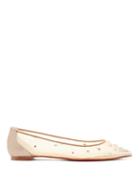 Matchesfashion.com Christian Louboutin - Degra Crystal Spike-embellished Mesh Ballet Flats - Womens - Nude