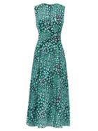 Matchesfashion.com Cefinn - Rosie Leopard Pansy-print Crepe Dress - Womens - Green Multi