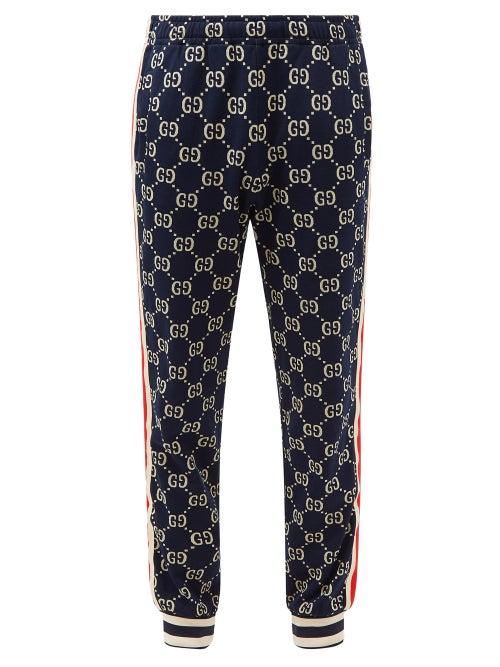 Gucci - Gg-jacquard Cotton-terry Track Pants - Mens - Blue