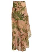 Adriana Degreas Toucan-print Silk Wrap Skirt
