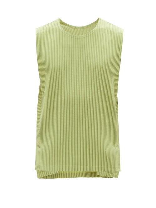 Homme Pliss Issey Miyake - Technical-pleated Knit Tank Top - Mens - Light Green