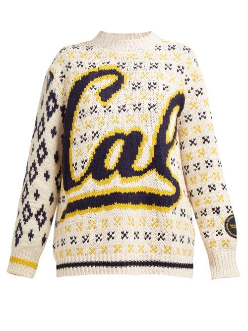 Matchesfashion.com Calvin Klein 205w39nyc - Berkeley Logo Intarsia Wool Blend Sweater - Womens - Beige Multi