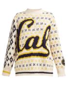 Matchesfashion.com Calvin Klein 205w39nyc - Berkeley Logo Intarsia Wool Blend Sweater - Womens - Beige Multi