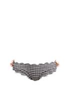 Matchesfashion.com Marysia - Antibes Gingam Print Flower Bauble Bikini Briefs - Womens - Black