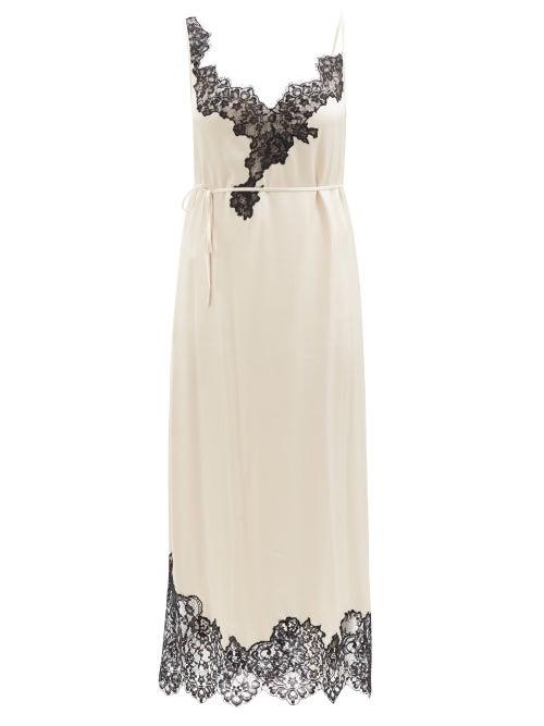 Raey - Lace-trimmed Silk-satin Slip Dress - Womens - Ivory