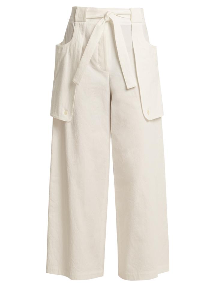 Thom Browne Tie-waist Wide-leg Cotton Trousers