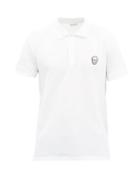 Matchesfashion.com Alexander Mcqueen - Skull-embroidered Cotton-piqu Polo Shirt - Mens - White
