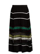 Matchesfashion.com Proenza Schouler - Fil Coup Striped Cotton Blend Midi Skirt - Womens - Black Green