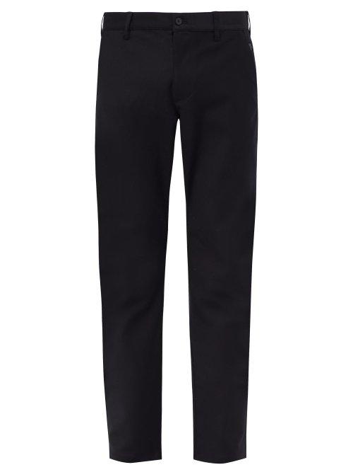Matchesfashion.com Bottega Veneta - Intrecciato Trim Cotton Blend Chinos - Mens - Black