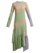 Matchesfashion.com Loewe - Gingham Panel Round Neck Dress - Womens - Beige Multi